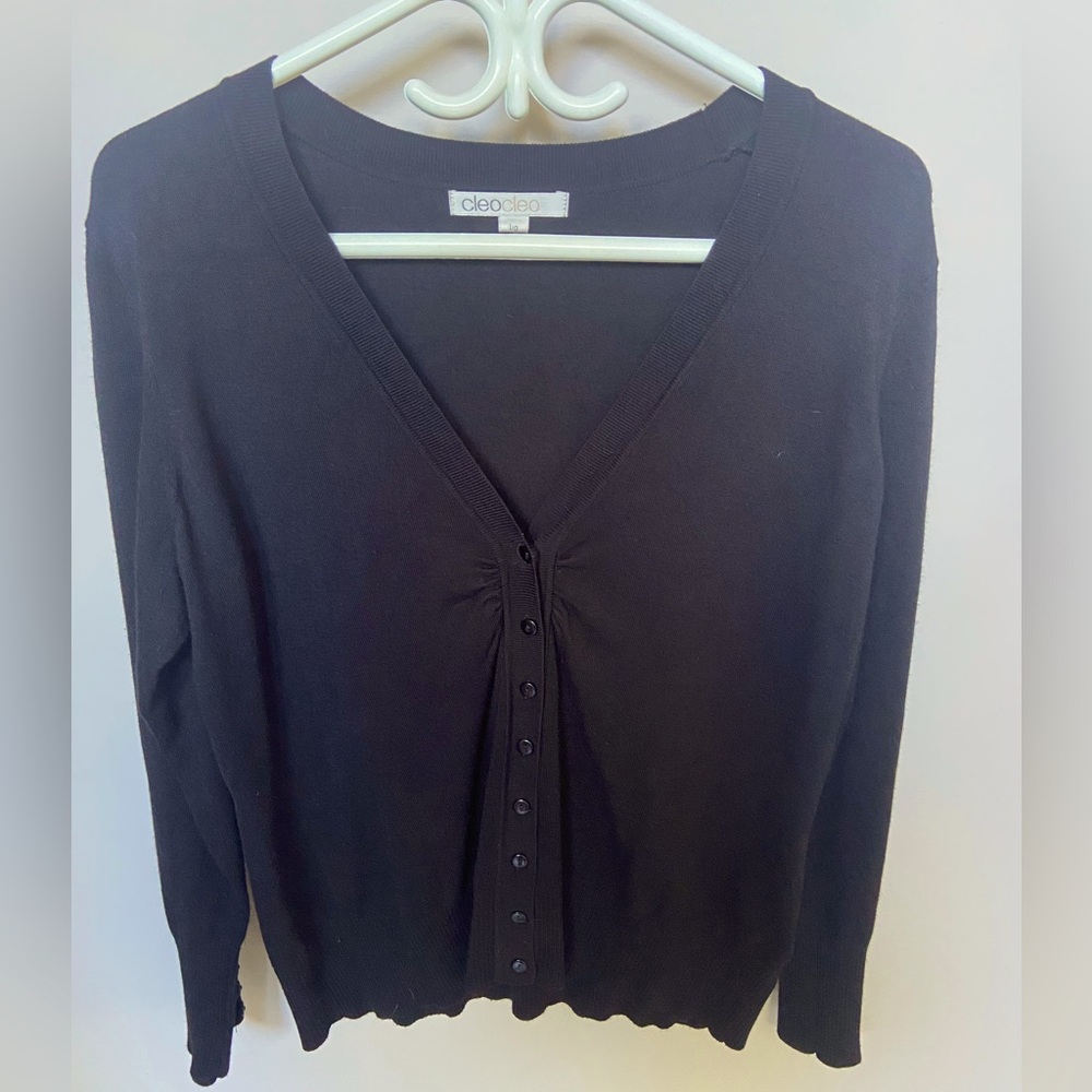 Cleo Black Knit button up Cardigan size large